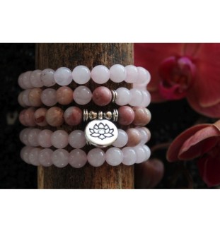 108 Mala Rosenquarz-Rhodonit-Armband | Bedingungslose Liebe und Harmonie