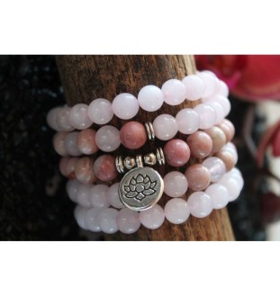 108 Mala Rosenquarz-Rhodonit-Armband | Bedingungslose Liebe und Harmonie