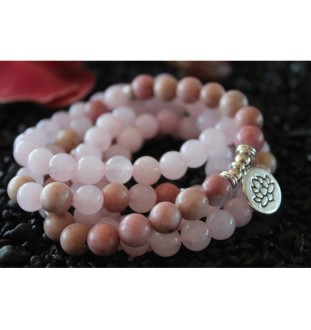 108 Mala Rosenquarz-Rhodonit-Armband | Bedingungslose Liebe und Harmonie