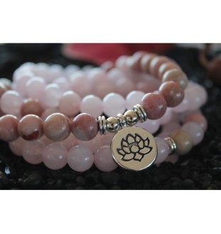 108 Mala Rosenquarz-Rhodonit-Armband | Bedingungslose Liebe und Harmonie