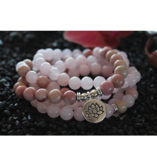 108 Mala Rosenquarz-Rhodonit-Armband | Bedingungslose Liebe und Harmonie