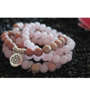 108 Mala Rosenquarz-Rhodonit-Armband | Bedingungslose Liebe und Harmonie