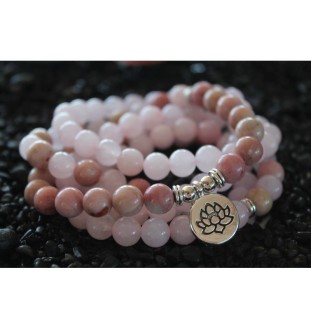 108 Mala Rosenquarz-Rhodonit-Armband | Bedingungslose Liebe und Harmonie