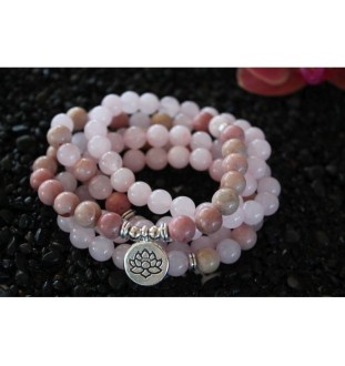 108 Mala Rosenquarz-Rhodonit-Armband | Bedingungslose Liebe und Harmonie