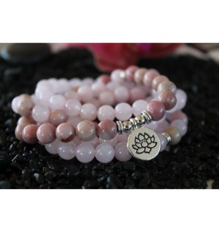 108 Mala Rosenquarz-Rhodonit-Armband | Bedingungslose Liebe und Harmonie