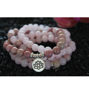 108 Mala Rosenquarz-Rhodonit-Armband | Bedingungslose Liebe und Harmonie