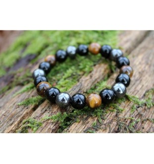 Protection Bracelet with Hematite, Tiger Eye & Obsidian – Protection & Elegance