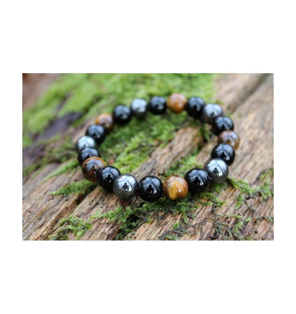 Protection Bracelet with Hematite, Tiger Eye & Obsidian – Protection & Elegance