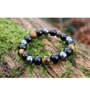 Protection Bracelet with Hematite, Tiger Eye & Obsidian – Protection & Elegance