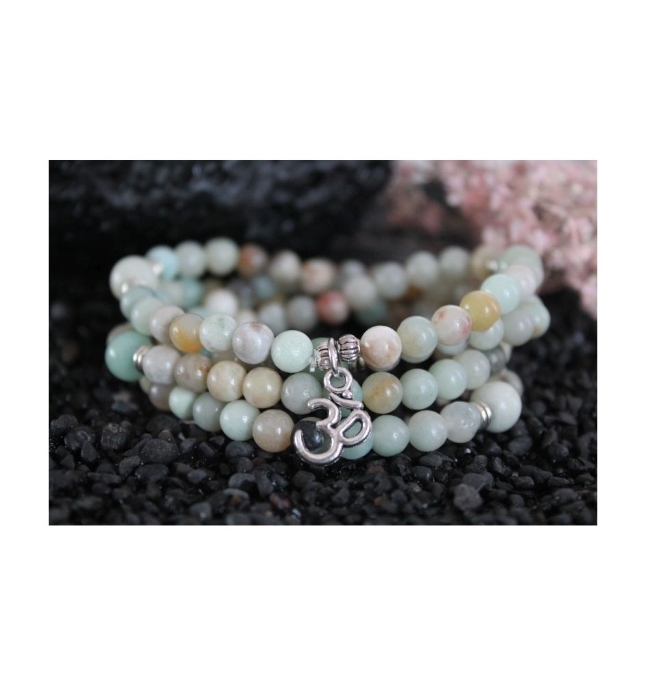 Mala with Amazonite and OM pendant – protection and balance for the soul