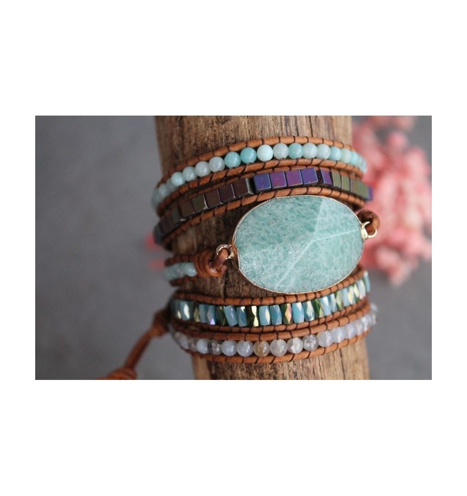 Amazonite wrap bracelet for harmony and balance