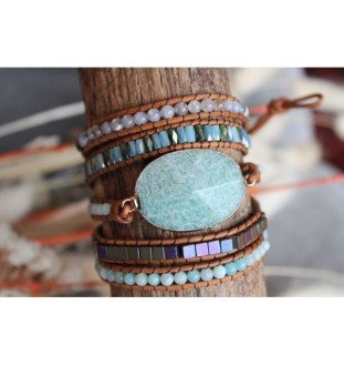 Amazonite wrap bracelet for harmony and balance