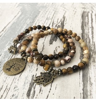 Yoga Bracelets with Jasper & Tiger Eye Beads