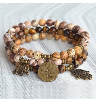 Yoga Bracelets with Jasper & Tiger Eye Beads