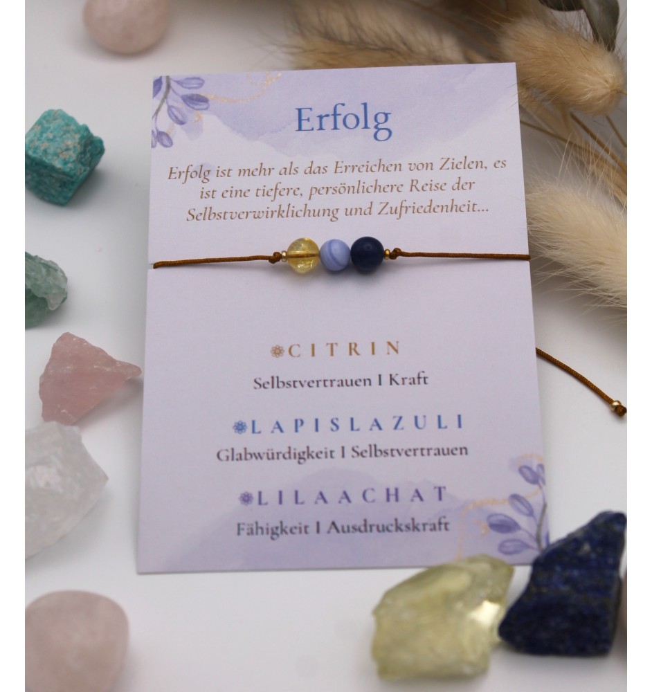 Personalized success bracelet with citrine, lapis lazuli and purple agate